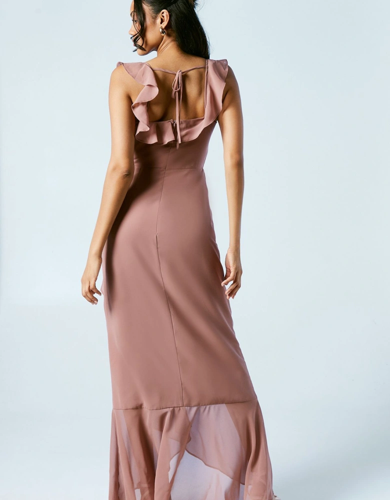 Ruffle Detail Bridesmaid Maxi Dress