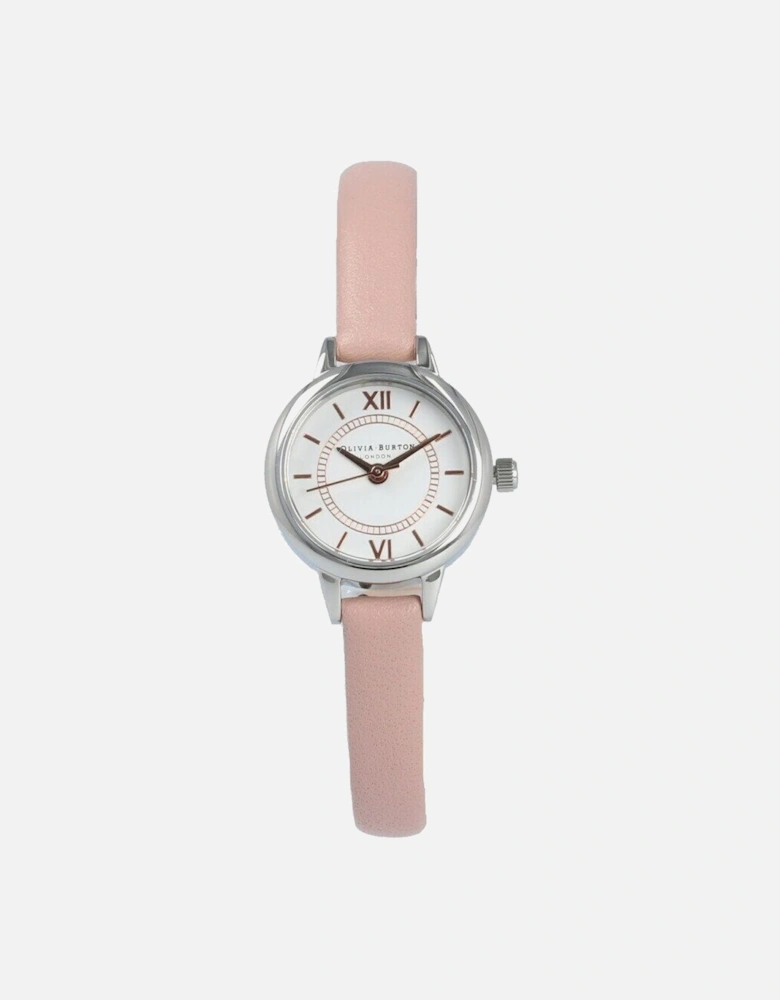 Quartz Stainless Steel Case Synthetic Leather Strap Watch Women -
