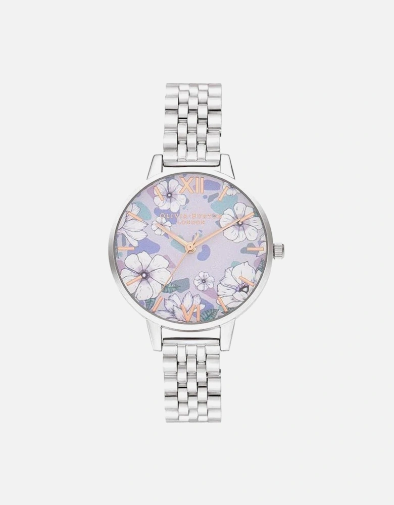 Quartz Analog Steel Case Watch with Lilac Dial Women - Silver Watches