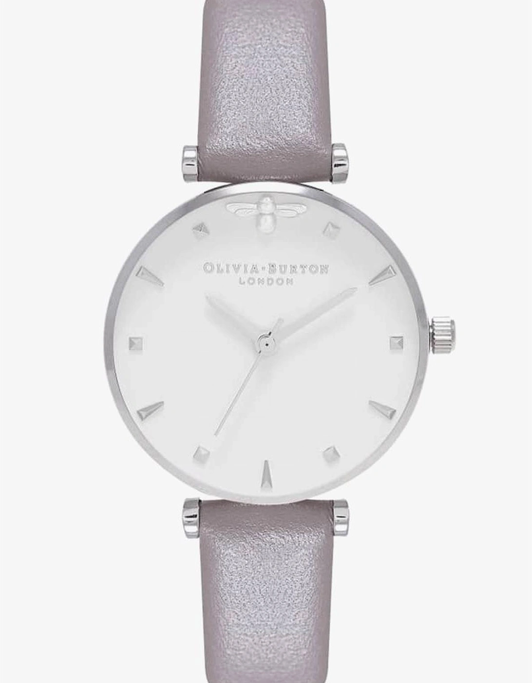 Quartz Analog Stainless Steel Watch with Leather Strap Women - Gray, 2 of 1
