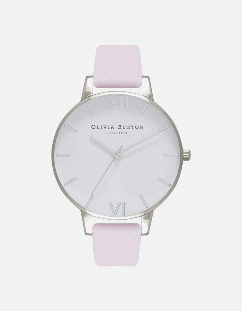 Stainless Steel Quartz Watch with Synthetic Leather Strap Women -