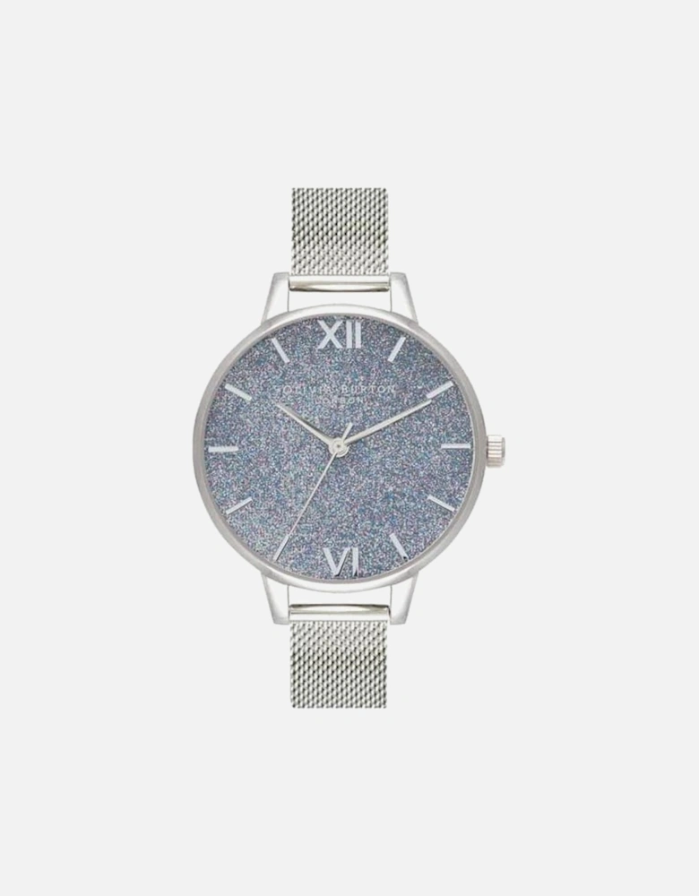 Glitter Sphere Quartz Analog Watch Women - Silver Watches