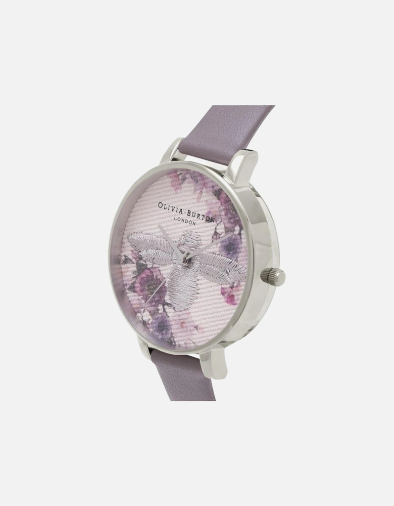 Stainless Steel Quartz Analog Watch with Floral Dial Women - Gray