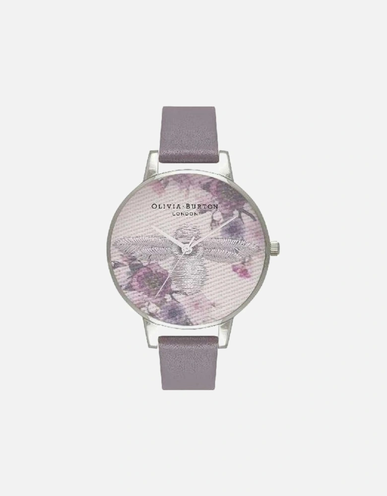 Stainless Steel Quartz Analog Watch with Floral Dial Women - Gray