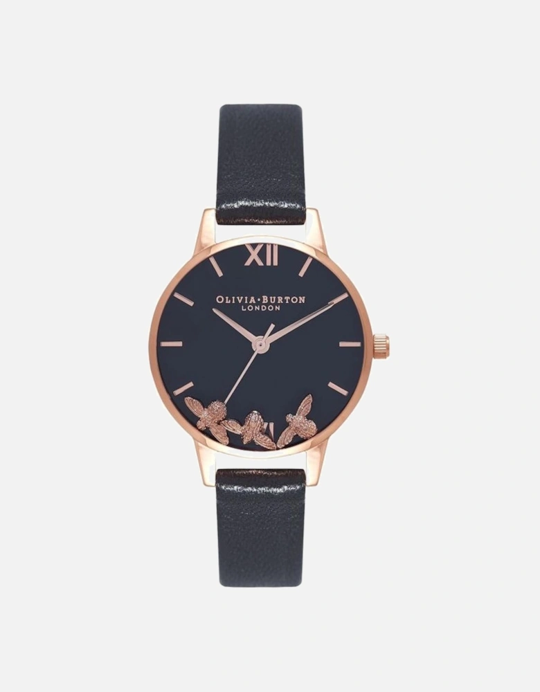 Quartz Analog Stainless Steel Watch with Synthetic Leather Bracelet