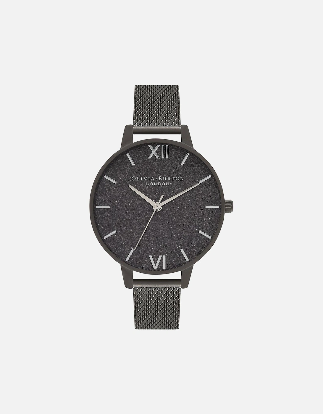 Stainless Steel Quartz Analog Watch with Glitter Dial Women - Black, 3 of 2