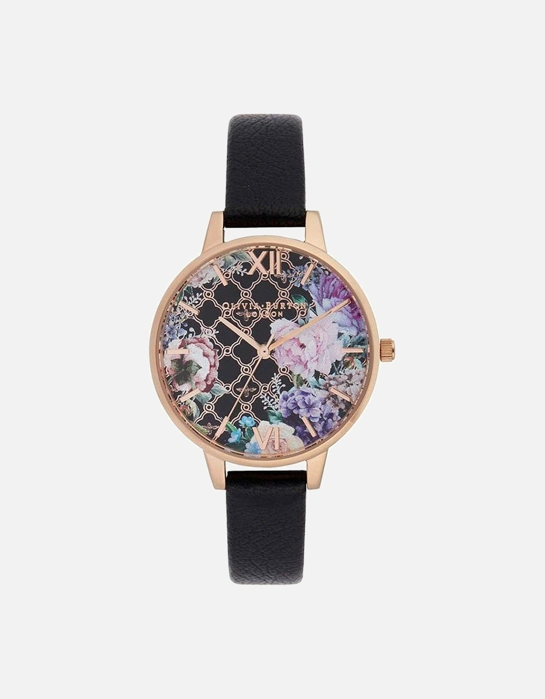 Quartz Stainless Steel Case Floral Motive Watch Women - Black Watches, 2 of 1