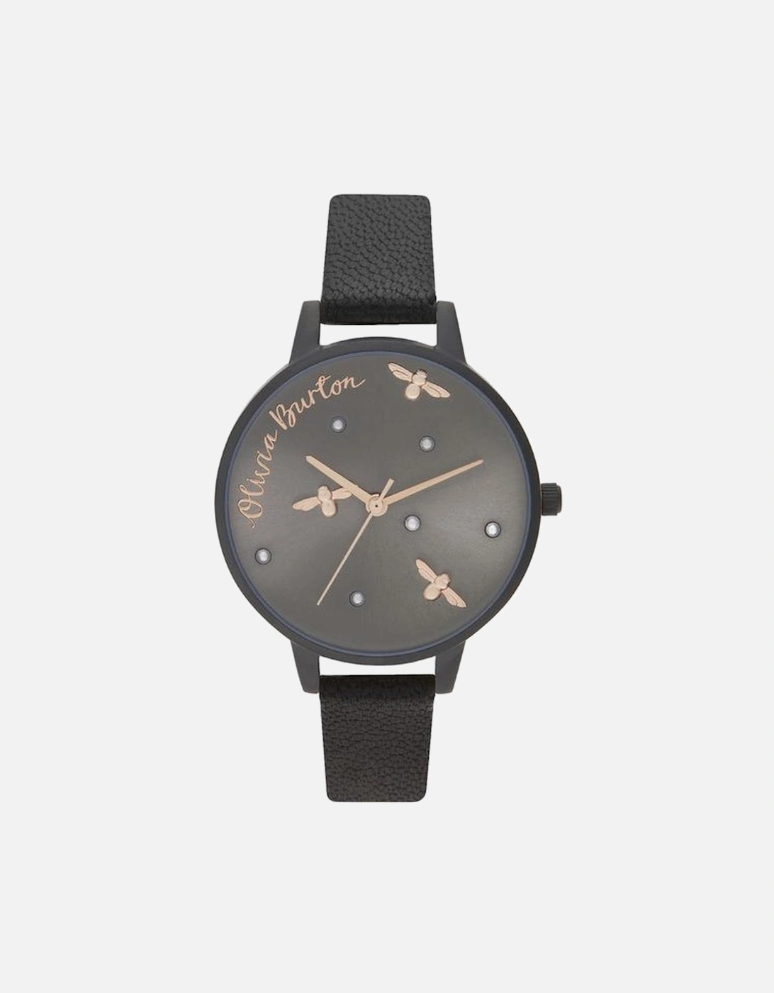 Quartz Steel Case Leather Bracelet Analog Watch Women - Black Watches, 2 of 1