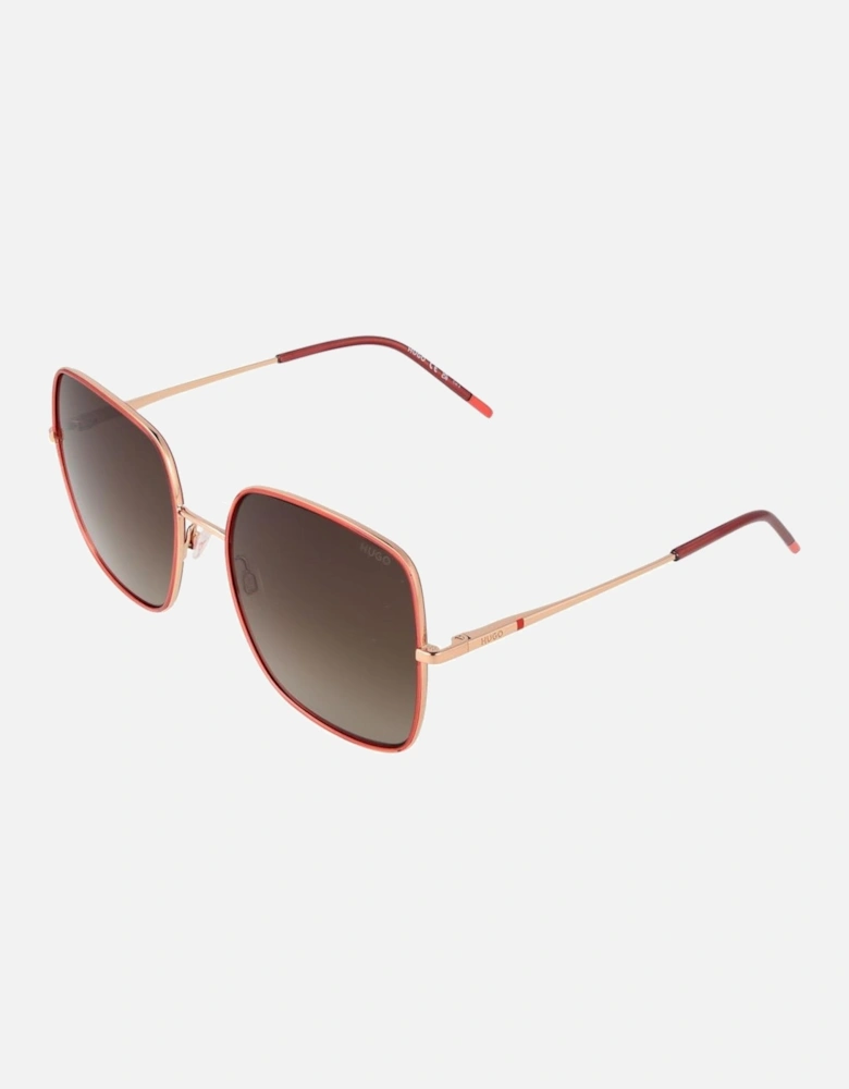 Metal Square Full-Rim Gradient Sunglasses Women - Red