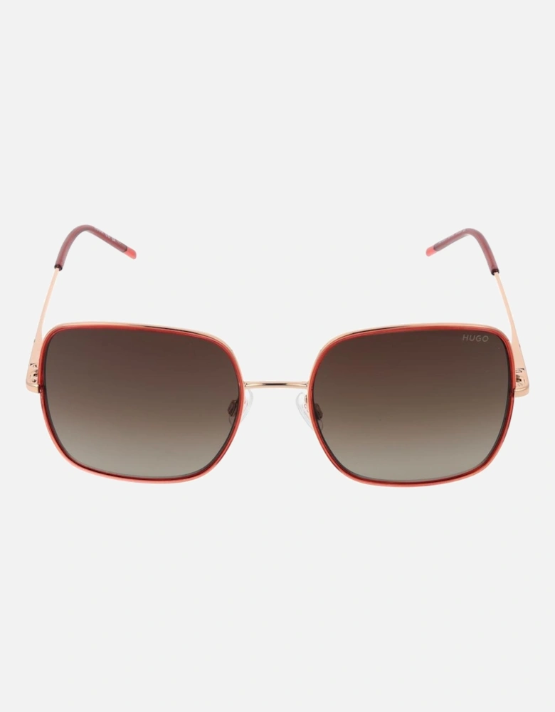 Metal Square Full-Rim Gradient Sunglasses Women - Red