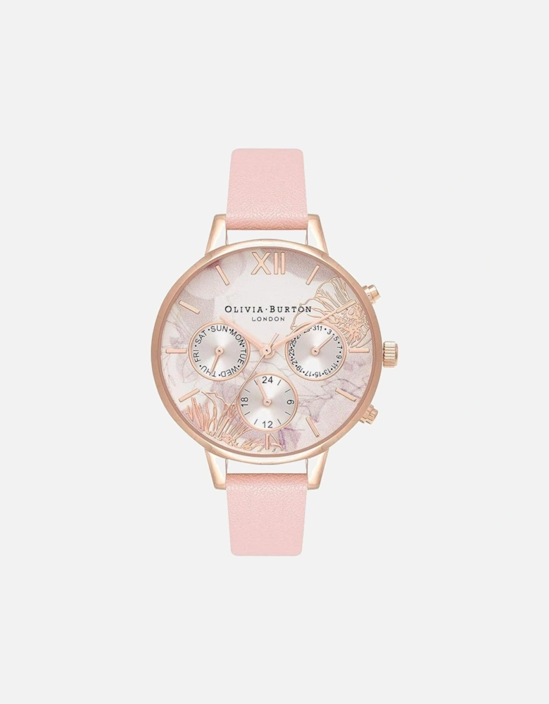 Stainless Steel Quartz Watch with Synthetic Leather Bracelet Women -