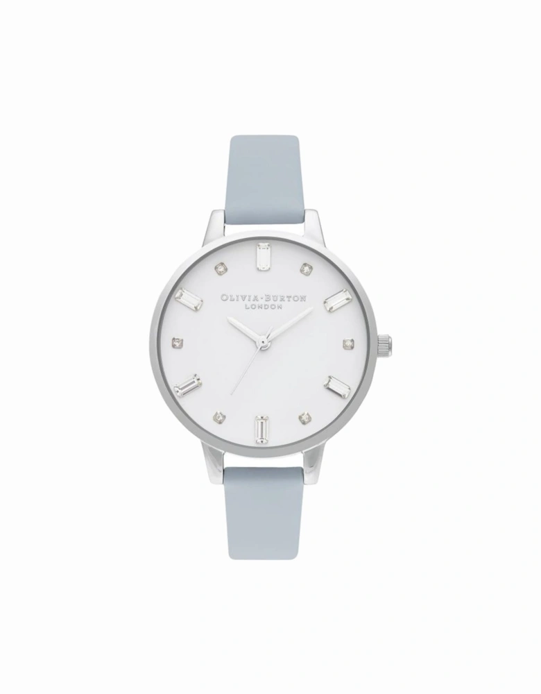 Stainless Steel Quartz Watch with Synthetic Leather Bracelet Women -