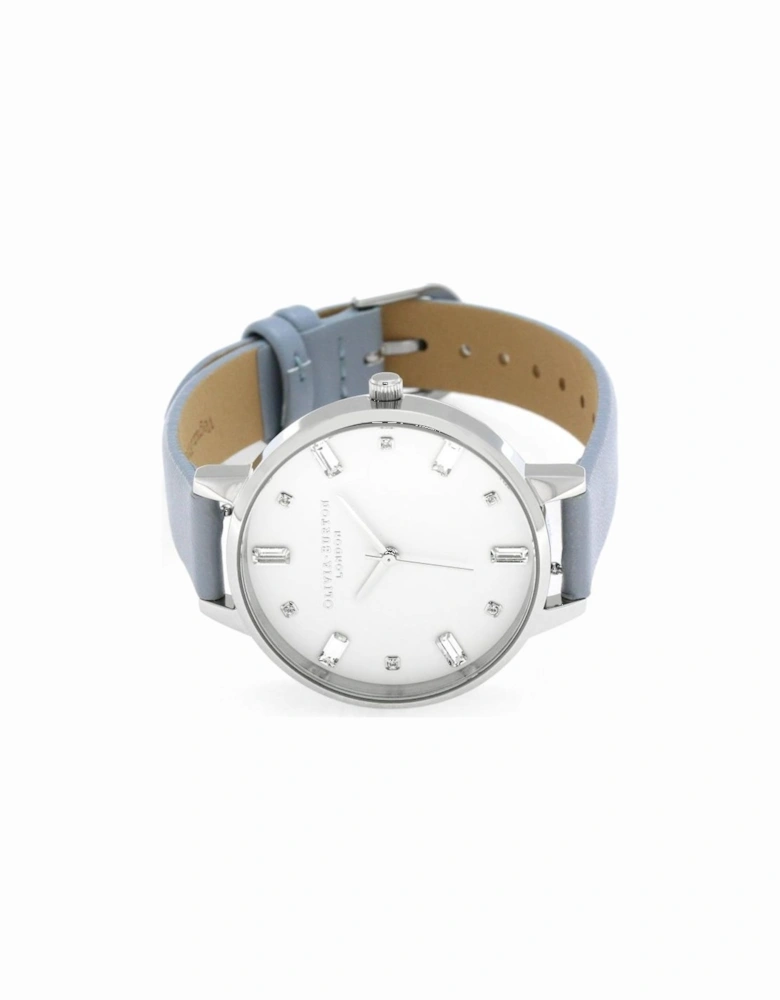 Stainless Steel Quartz Watch with Synthetic Leather Bracelet Women -