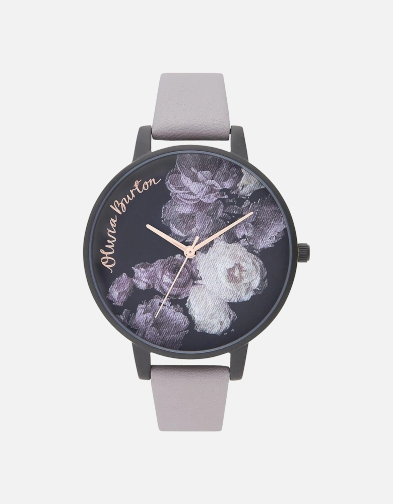 Quartz Analog Stainless Steel Watch with Floral Dial Women - Gray
