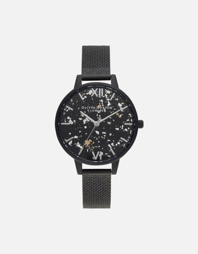 Quartz Steel Case Analog Watch with Milanese Strap Women - Black