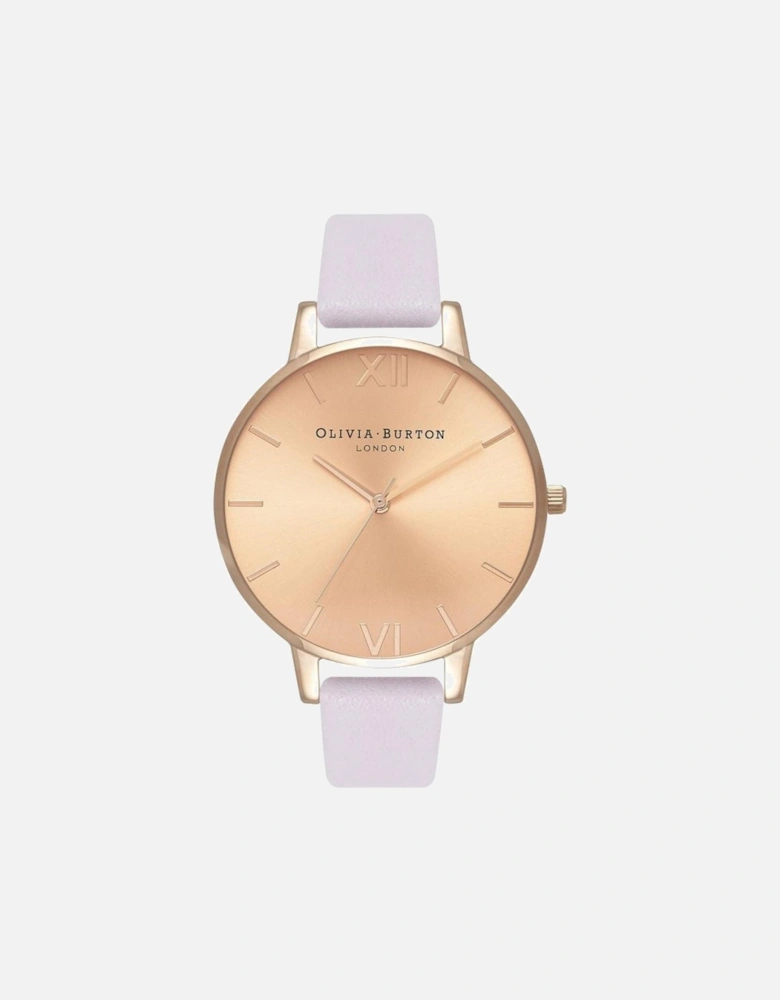 Quartz Analog Stainless Steel Watch with Synthetic Leather Strap Women
