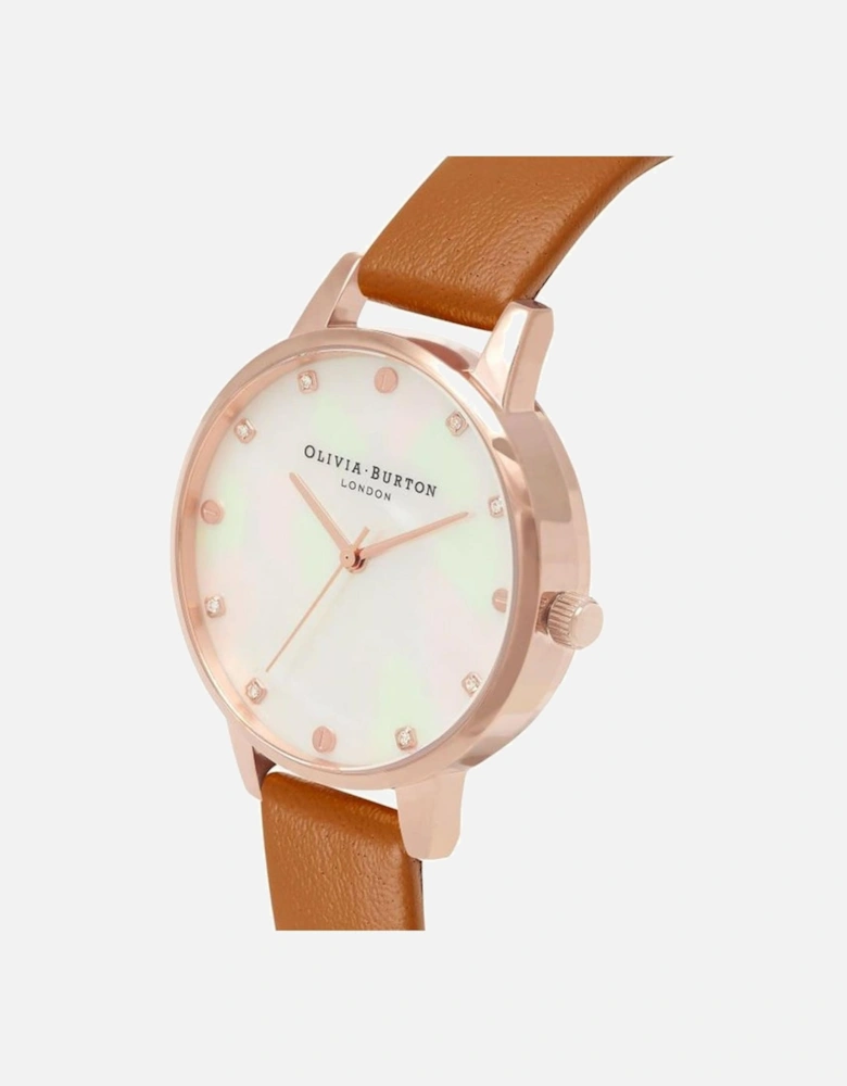 Stainless Steel Quartz Watch with Synthetic Leather Strap Women -