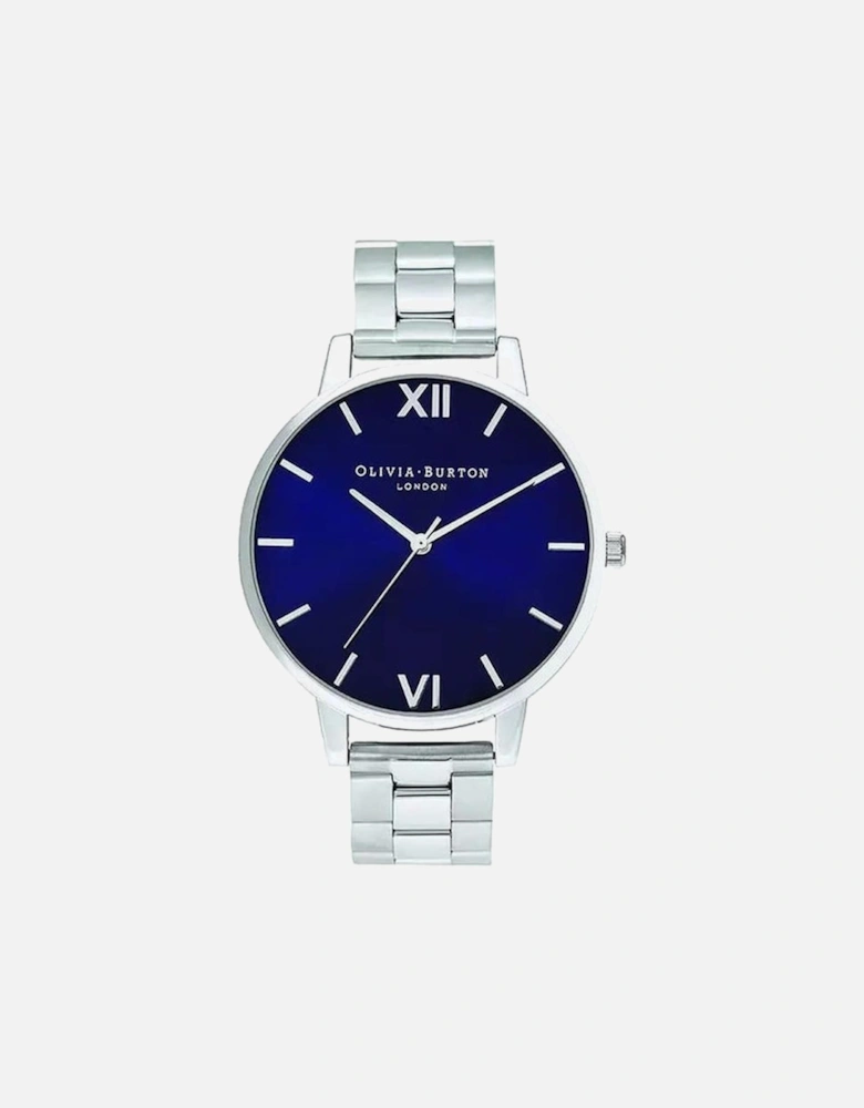 Quartz Stainless Steel Analog Watch with Blue Dial Women - Silver