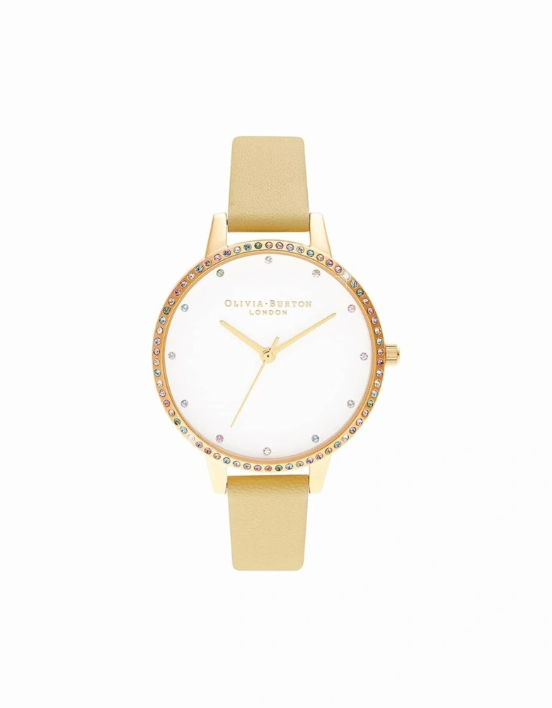 Stainless Steel Quartz Analog Leather Watch Women - Yellow Watches