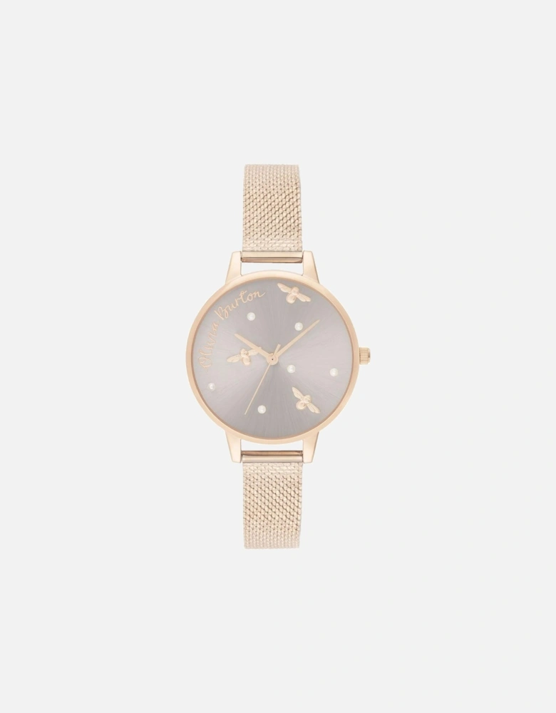 Steel Case Quartz Analog Watch with Deployant Clasp Women - Gold