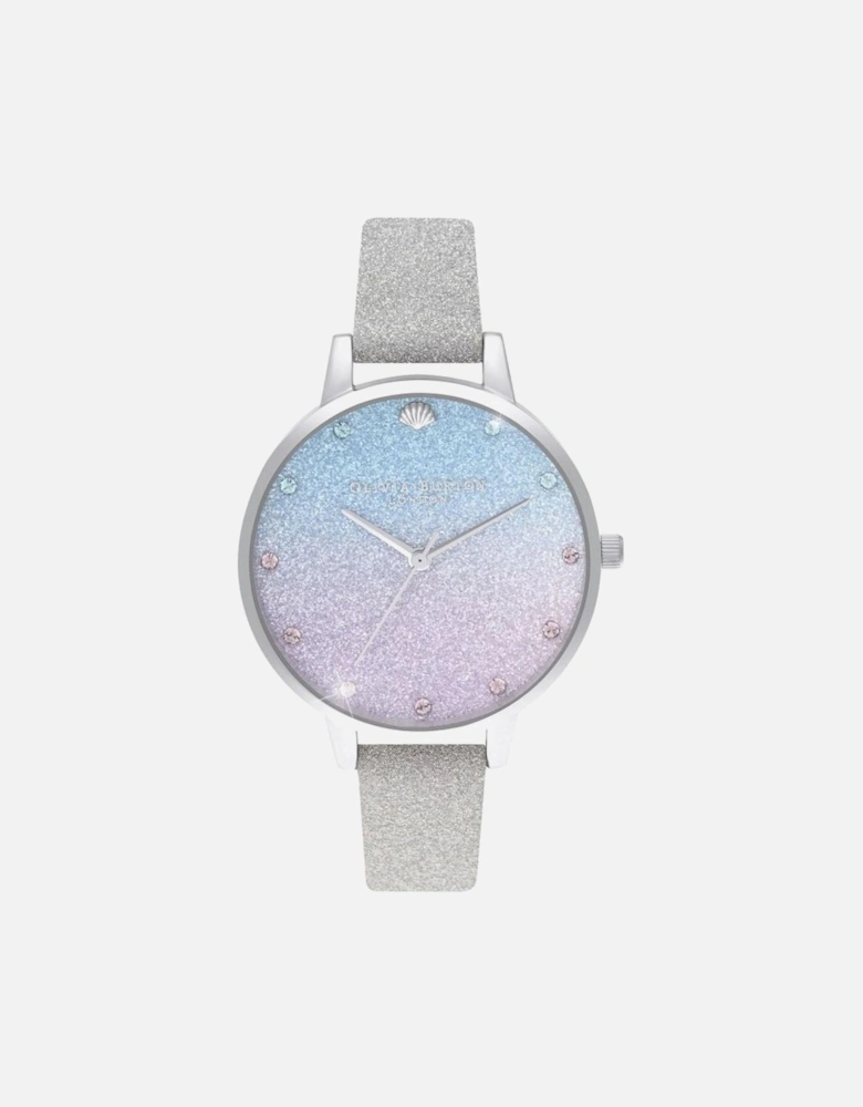Quartz Analog Stainless Steel Watch with Synthetic Leather Strap Women