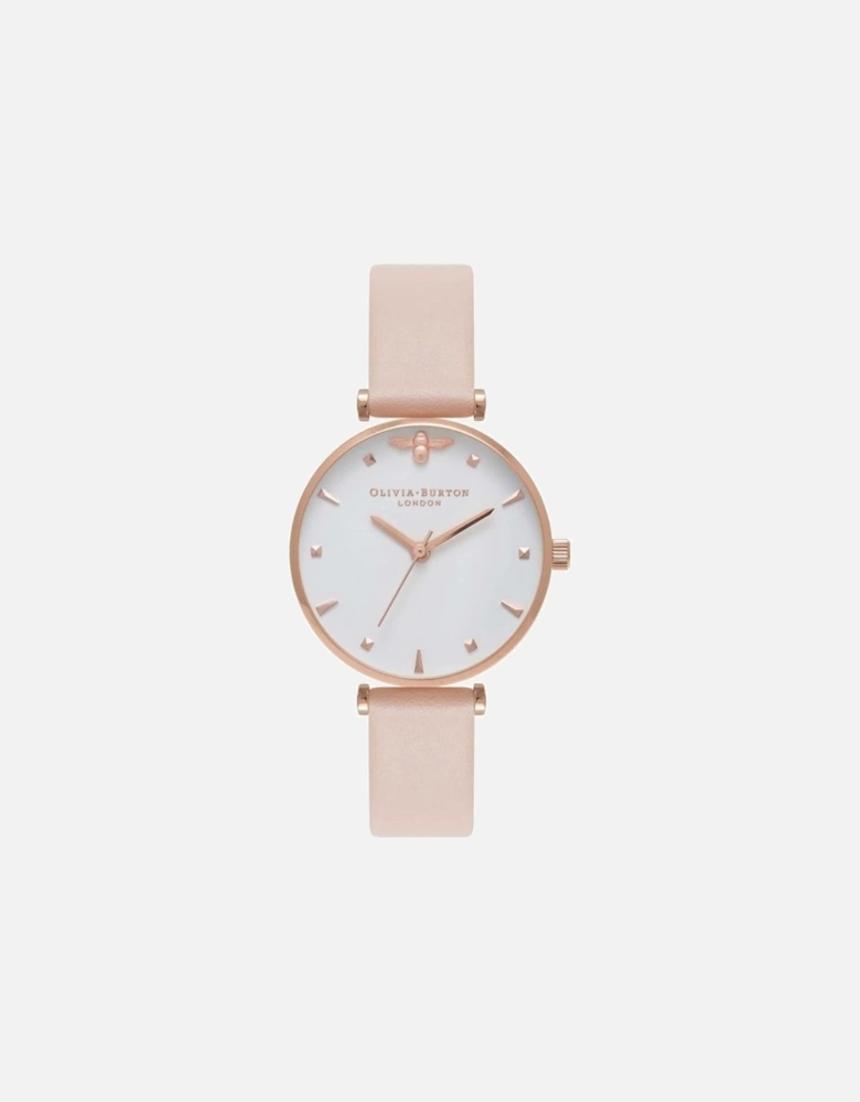 Quartz Stainless Steel Analog Watch with Synthetic Leather Strap Women