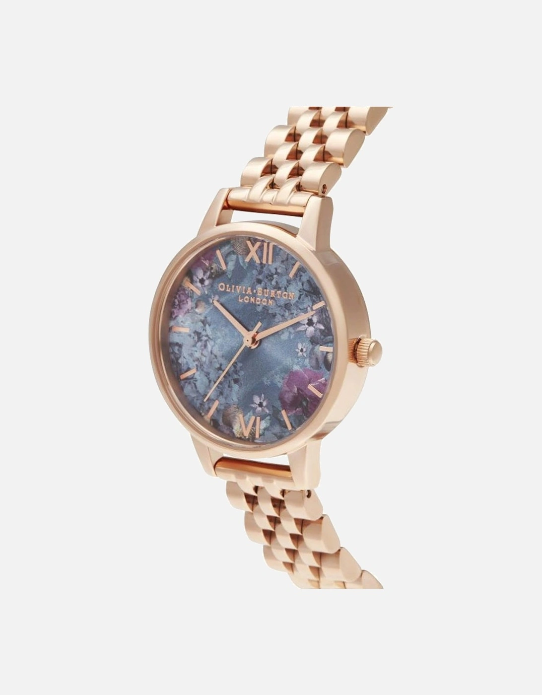 Quartz Analog Floral Motif Stainless Steel Watch Women - Multicolor
