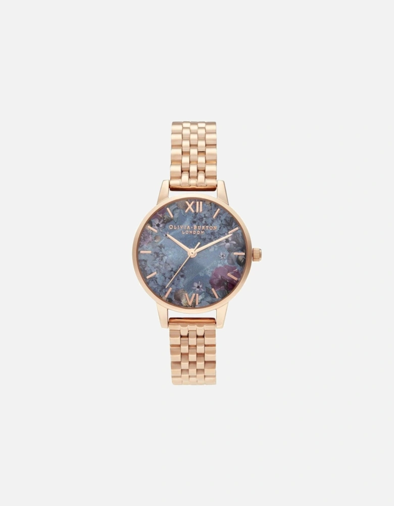 Quartz Analog Floral Motif Stainless Steel Watch Women - Multicolor