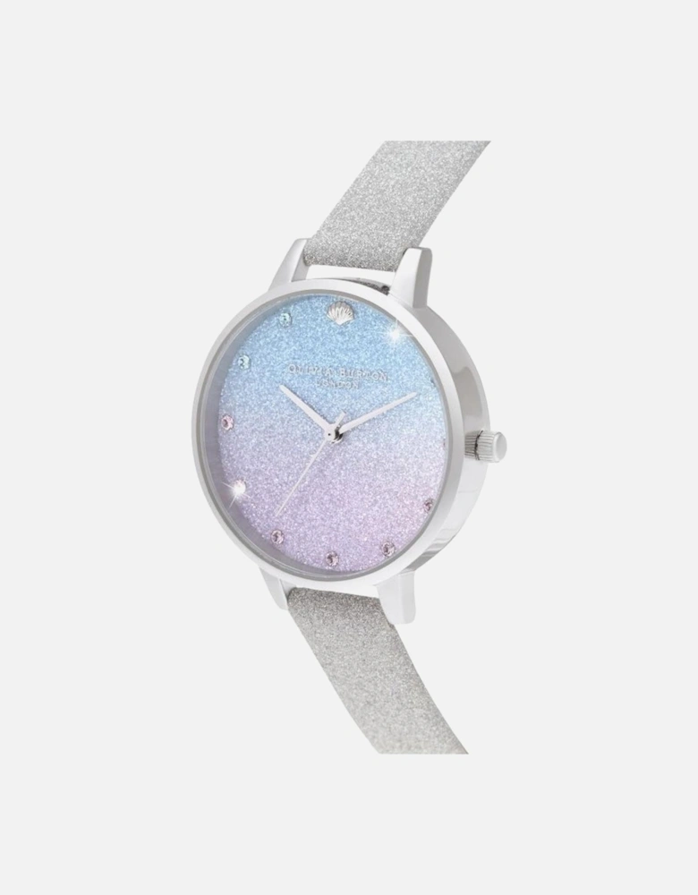 Quartz Analog Stainless Steel Watch with Synthetic Leather Strap Women