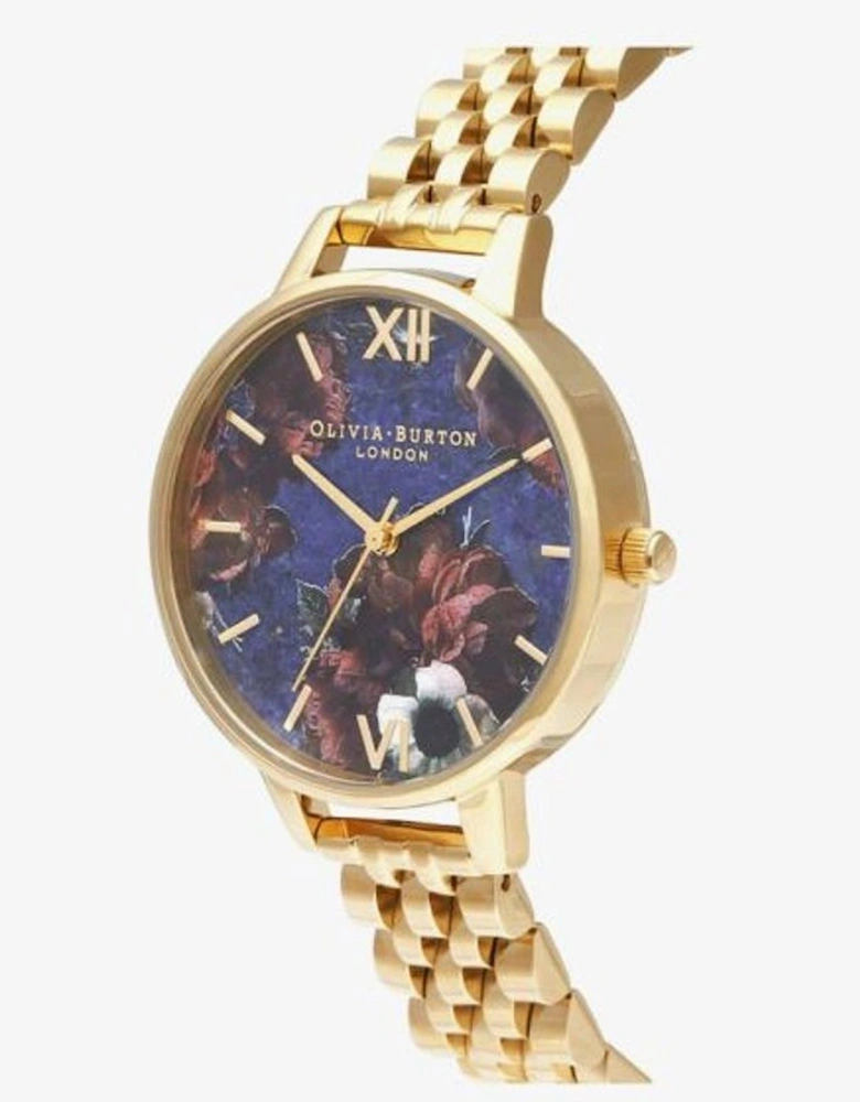 Stainless Steel Floral Motif Quartz Watch Women - Gold Watches