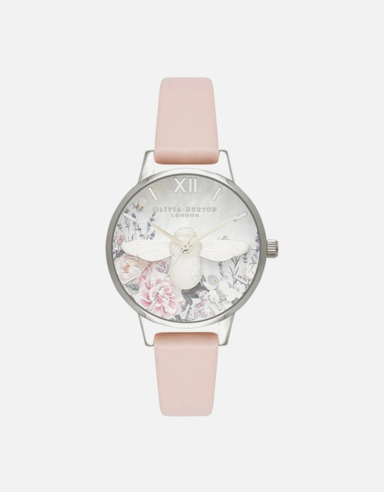 Stainless Steel Quartz Watch with Floral Dial Women - Multicolor