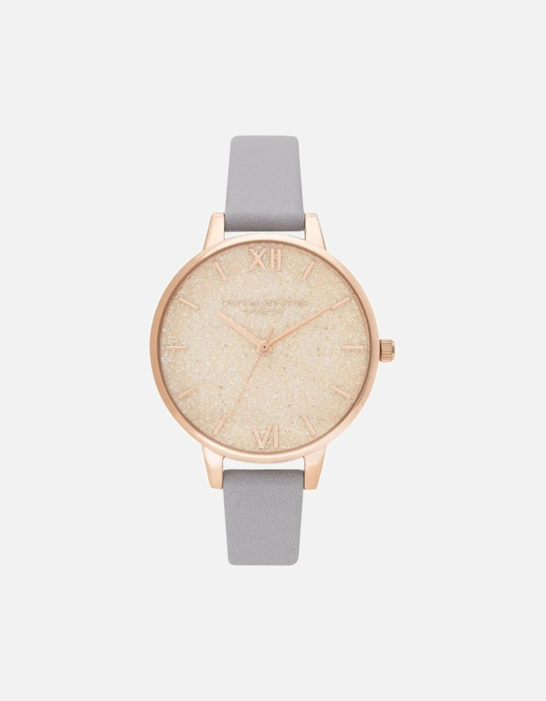 Stainless Steel Quartz Watch with Synthetic Leather Bracelet Women -