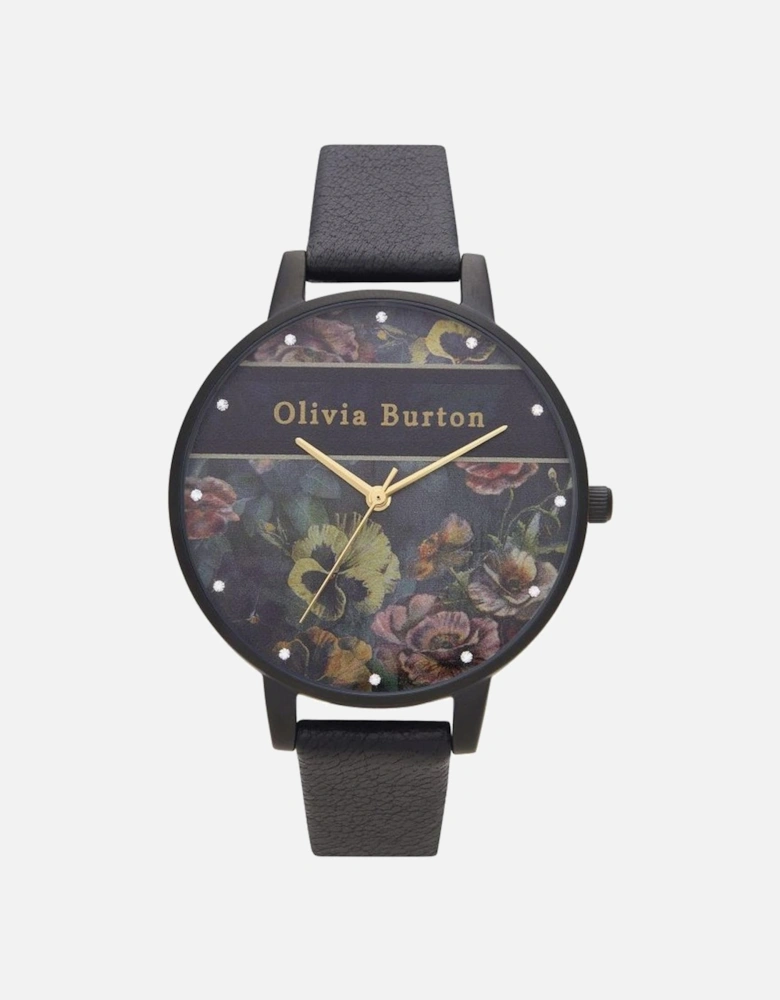 Quartz Analog Steel Case Leather Bracelet Watch Women - Black Watches