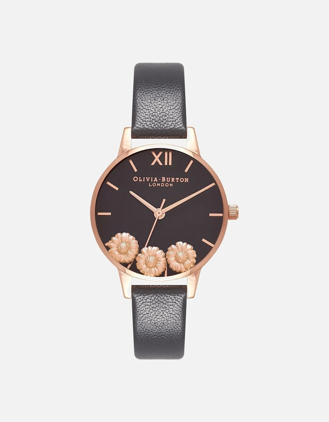 Floral Motif Quartz Analog Watch with Synthetic Leather Strap Women -, 2 of 1