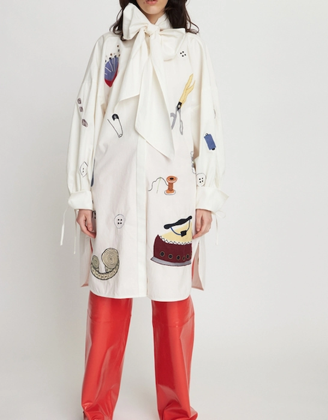 Embroidered Cotton Shirt Dress, 2 of 1