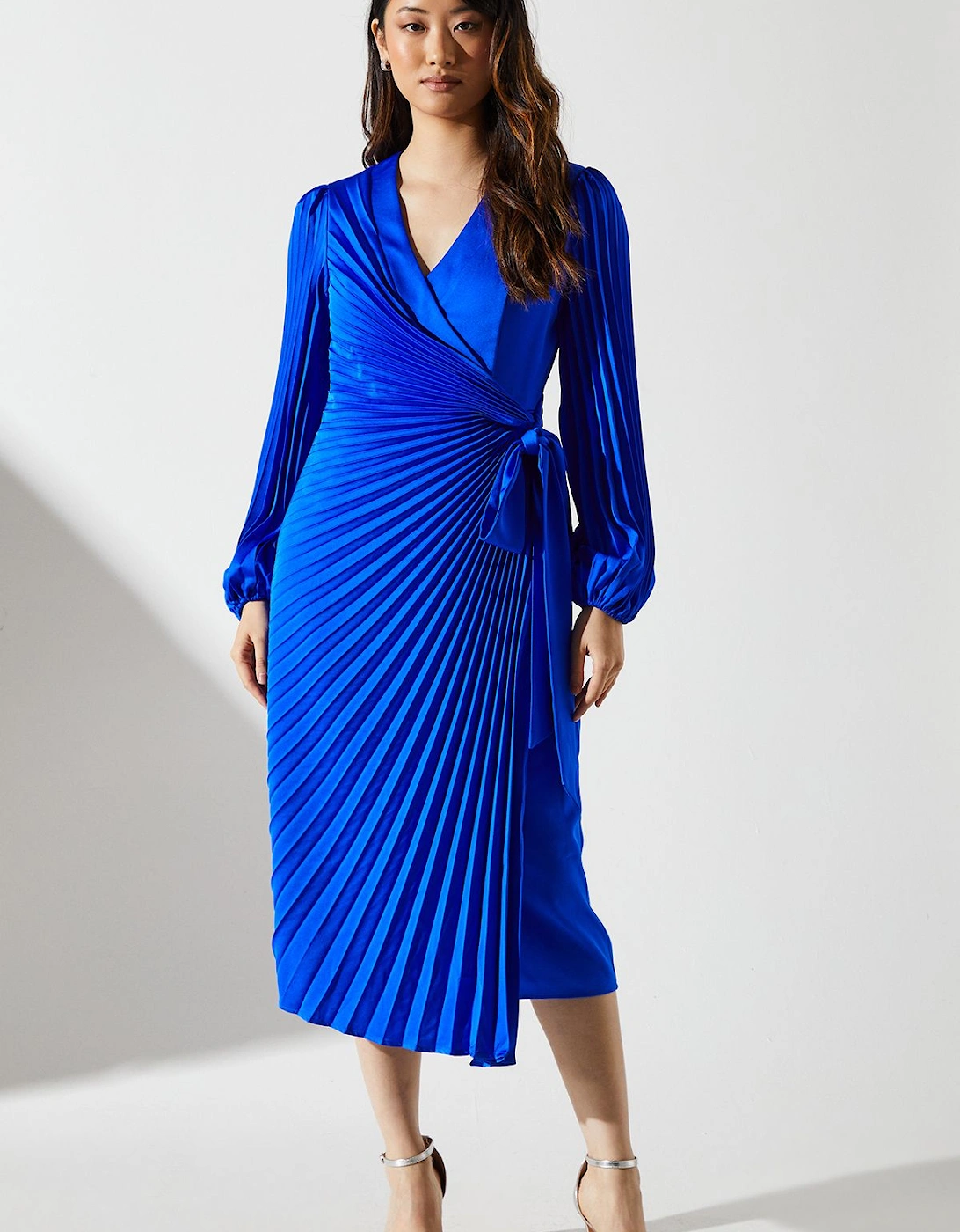 Satin Pleated Wrap Dress, 6 of 5