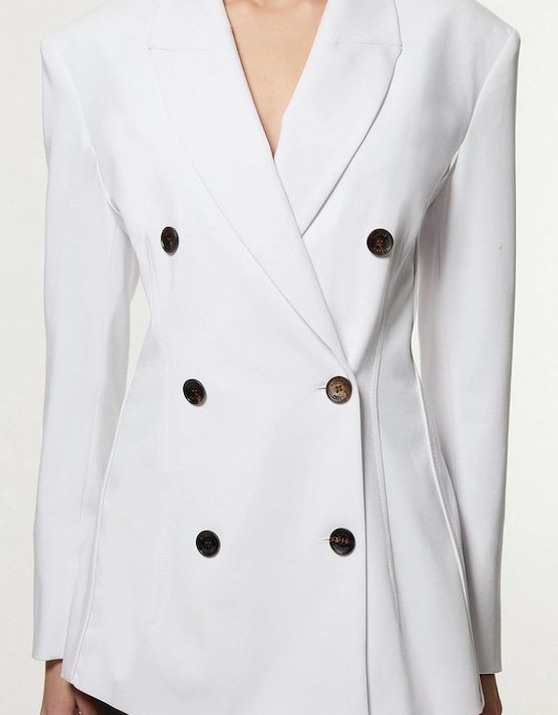 Tailored Contrast Tipped Stitch Detail Double Breasted Jacket