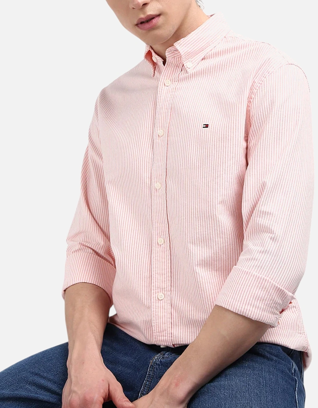 TOMMY HILFIGER Mens Oxford Shirts Regular Fit Long Sleeve Casual Cotton Formal