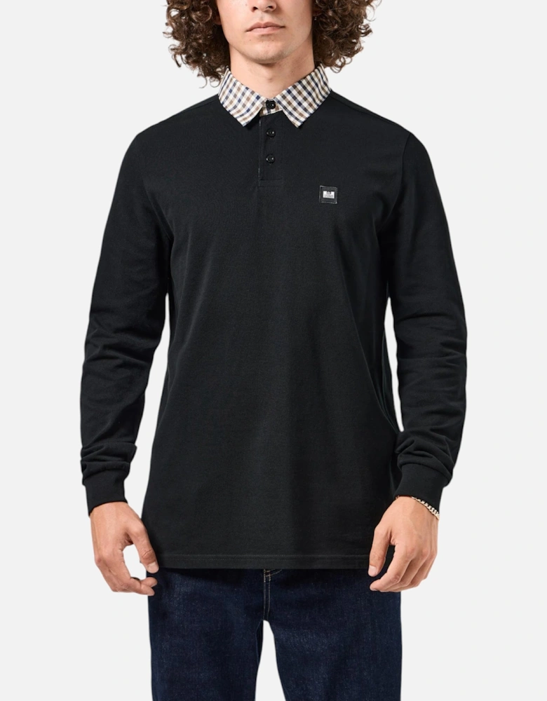 Walker Mens Long Sleeve Polo Shirts Mid House Check Casual Tee