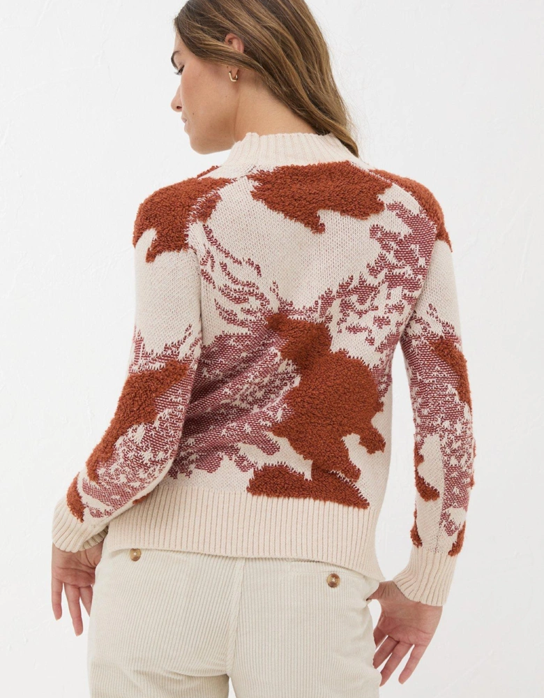 Abstract Pattern Funnel Neck - Beige