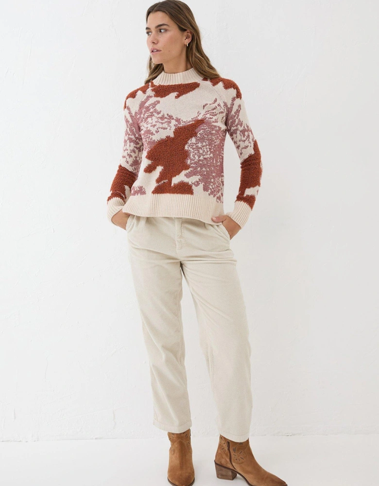 Abstract Pattern Funnel Neck - Beige