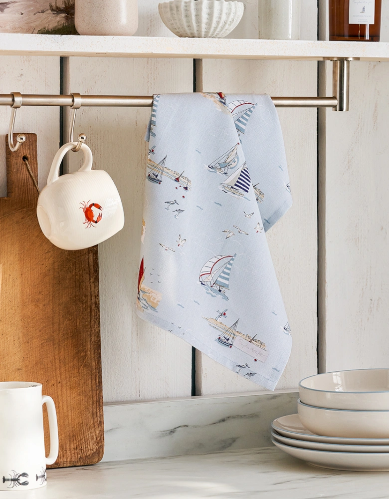 Coastal Boats Tea Towel