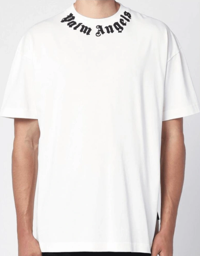 Neck Logo Oversized White T-Shirt