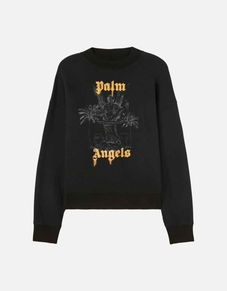 Palm Pencil Print Logo Black Sweatshirt