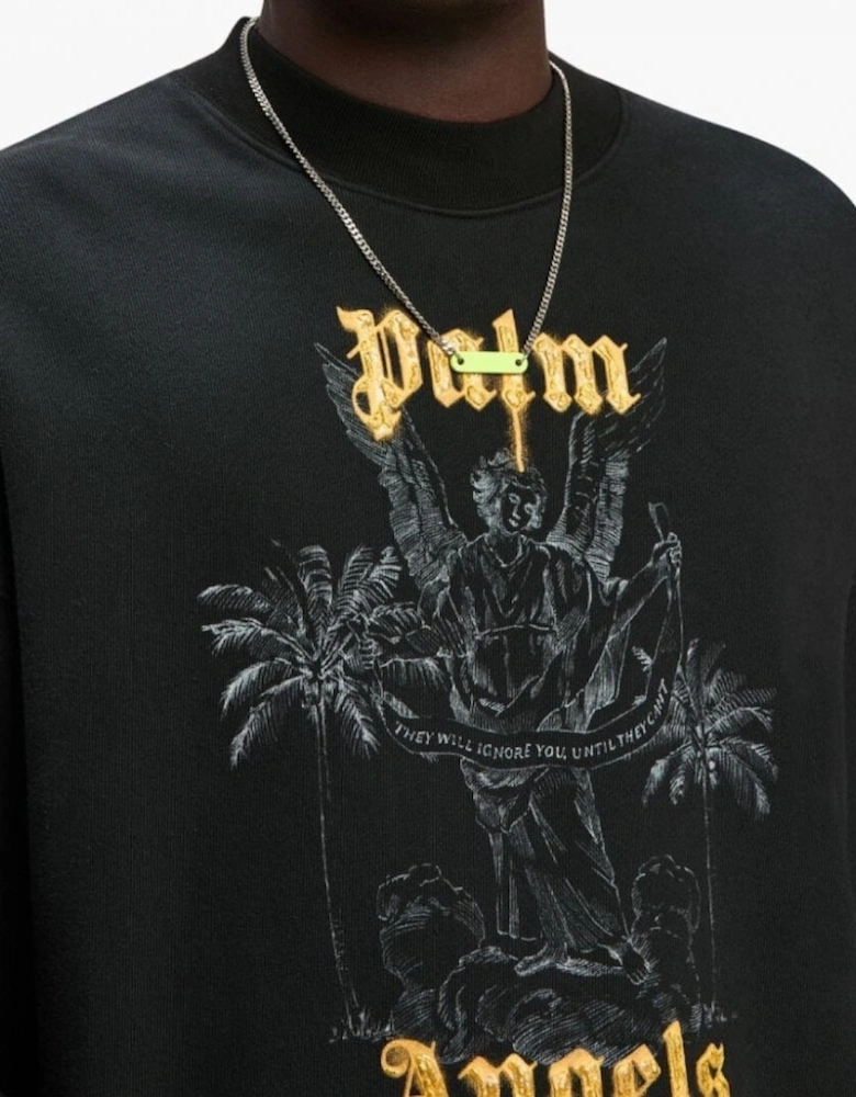 Palm Pencil Print Logo Black Sweatshirt