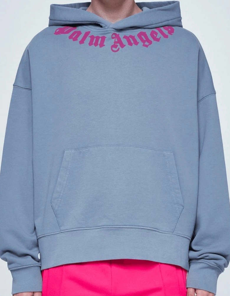 Neck Logo Blue/Pink Pullover Hoodie