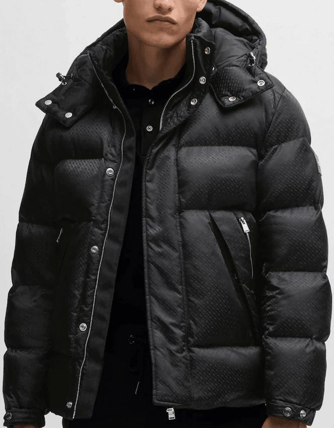 Corbinian4 Monogram Logo Black Puffer Jacket