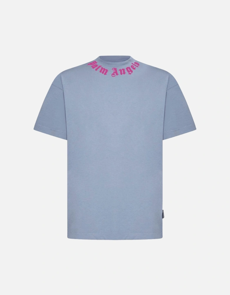 Neck Logo Oversized Blue/Pink T-Shirt