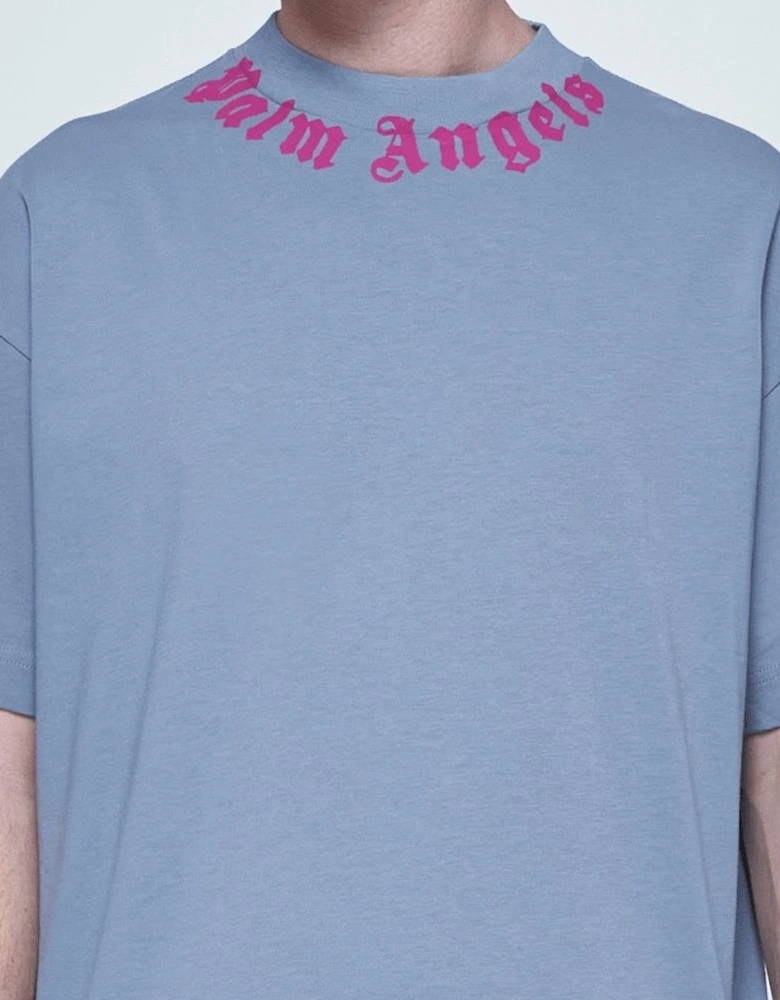 Neck Logo Oversized Blue/Pink T-Shirt