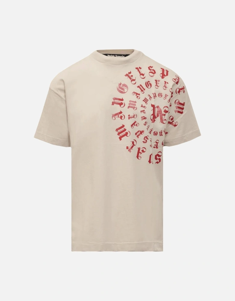 Circular Print Logo Beige T-Shirt